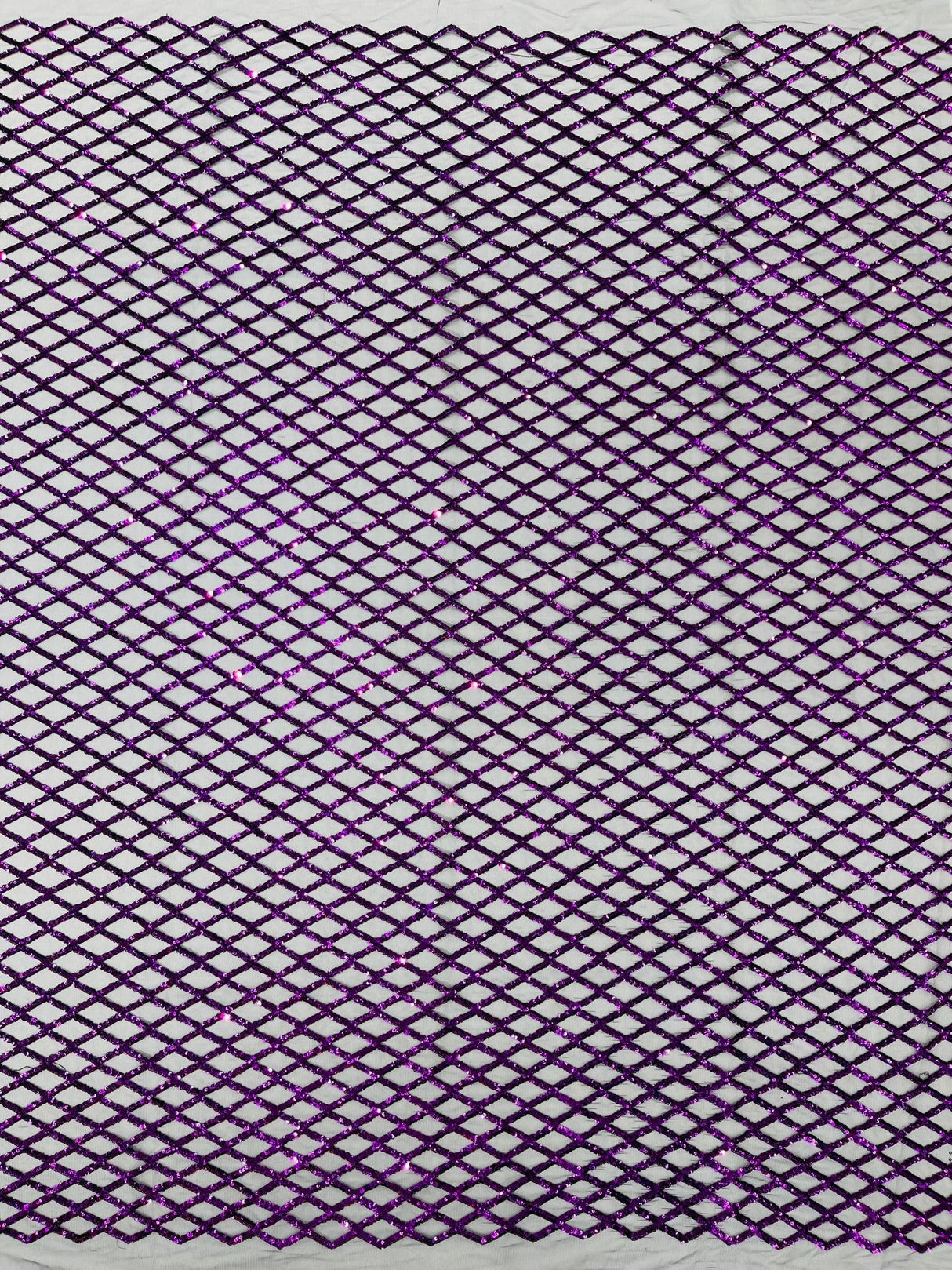 Luxury Diamond Design Mini Glitz Sequins Mesh Fabric - Diamond Pattern, 54" Width (1 Yard)
