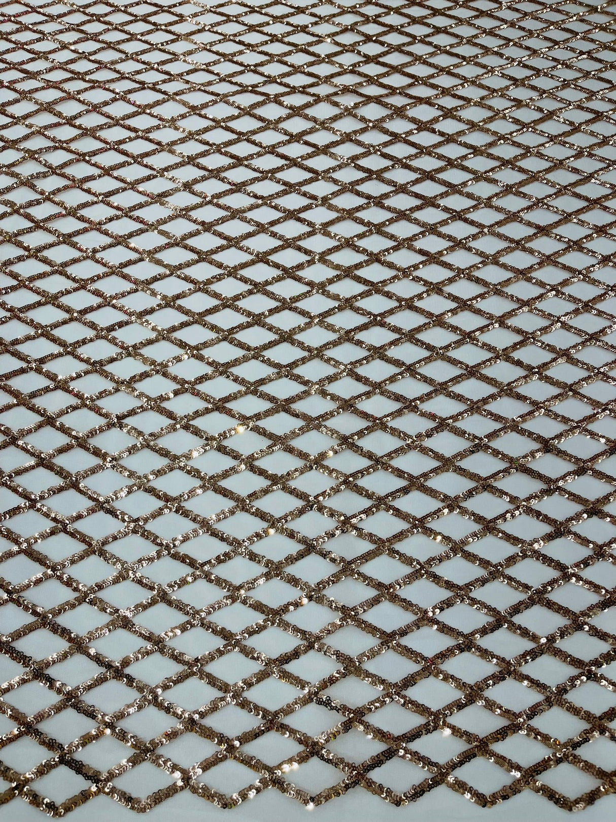 Luxury Diamond Design Mini Glitz Sequins Mesh Fabric - Diamond Pattern, 54" Width (1 Yard)