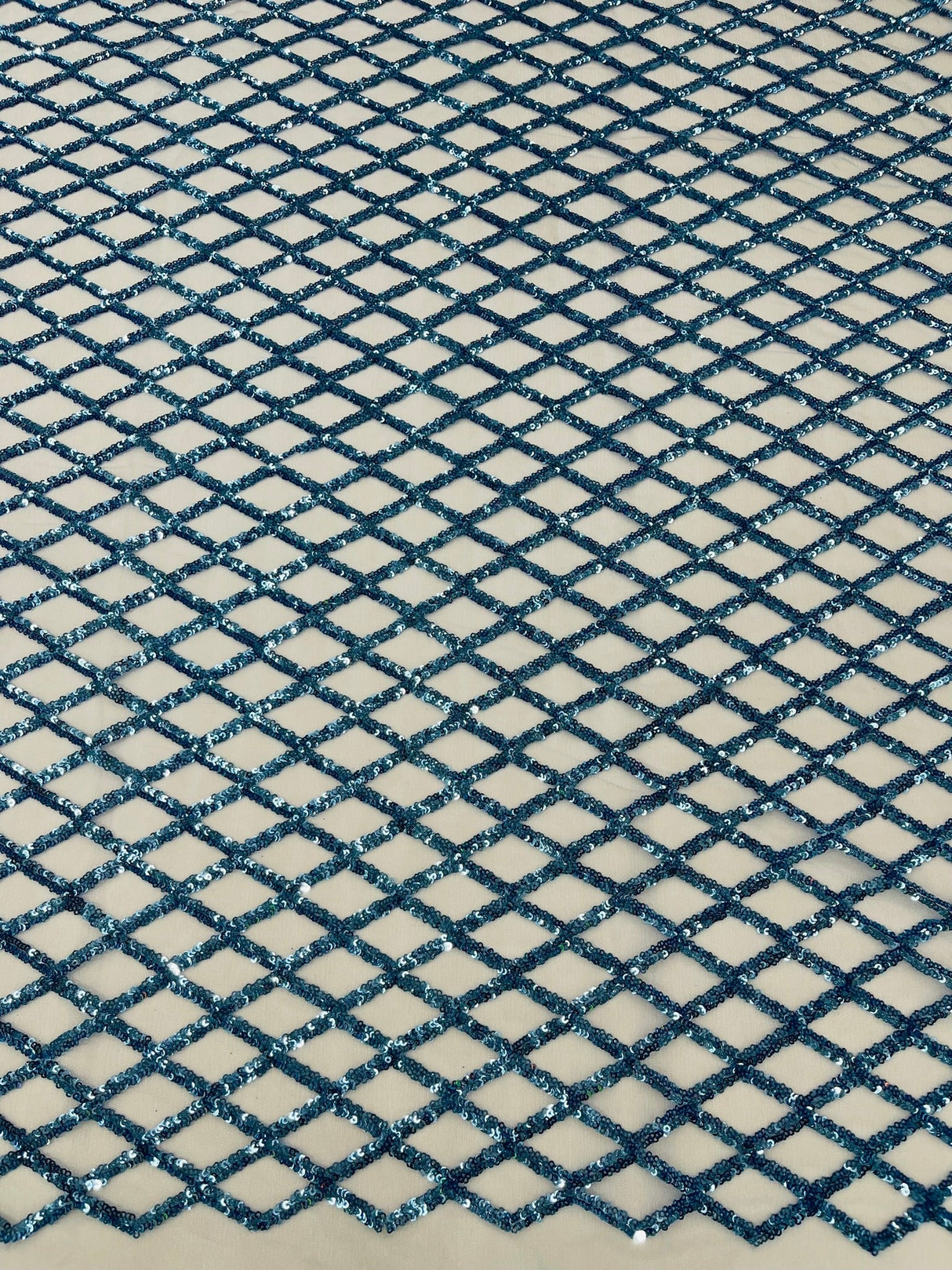 Luxury Diamond Design Mini Glitz Sequins Mesh Fabric - Diamond Pattern, 54" Width (1 Yard)