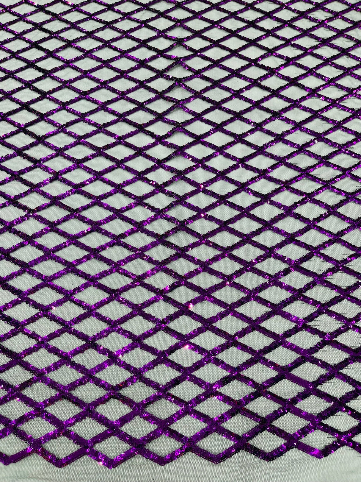 Luxury Diamond Design Mini Glitz Sequins Mesh Fabric - Diamond Pattern, 54" Width (1 Yard)