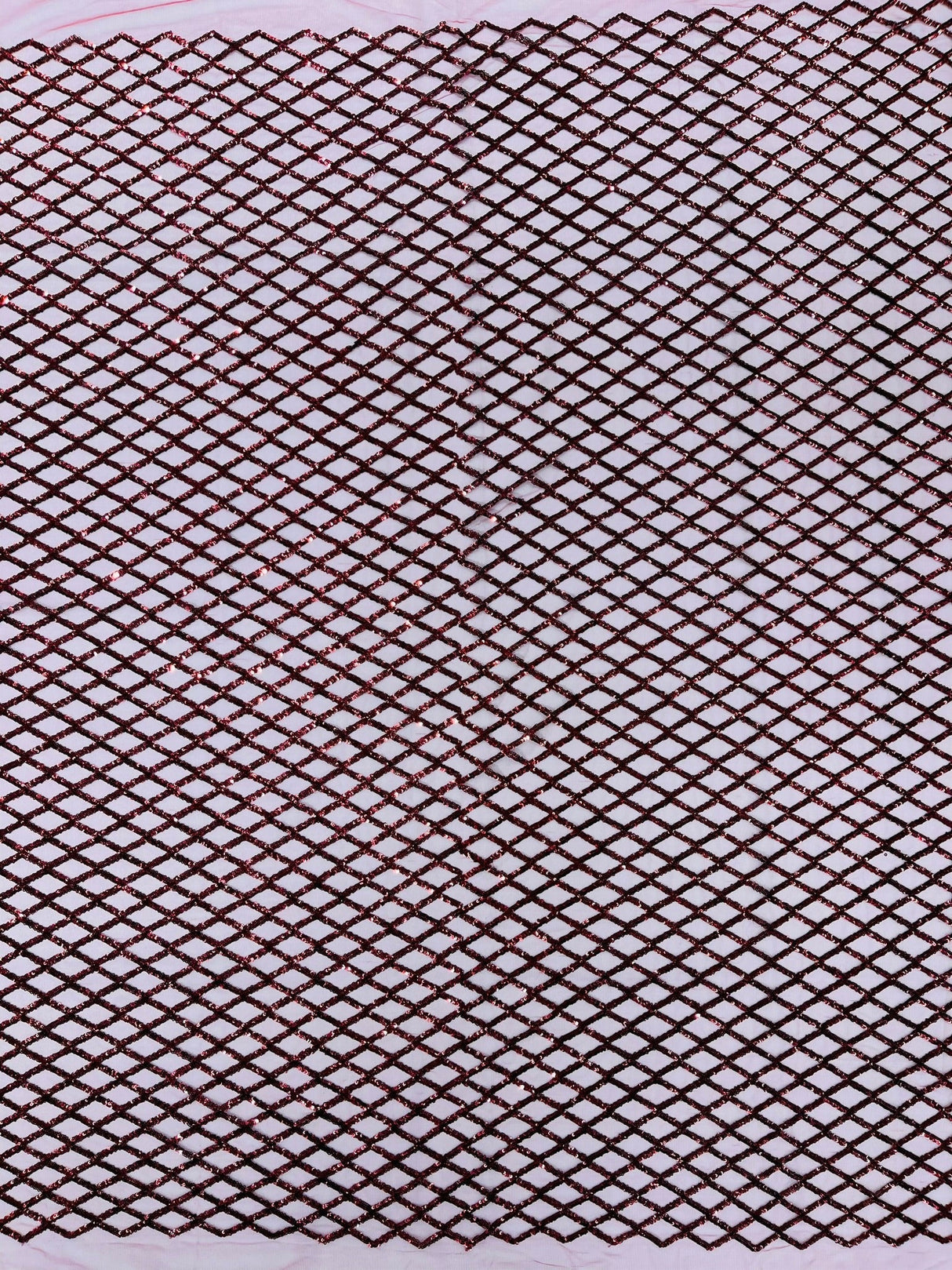 Luxury Diamond Design Mini Glitz Sequins Mesh Fabric - Diamond Pattern, 54" Width (1 Yard)