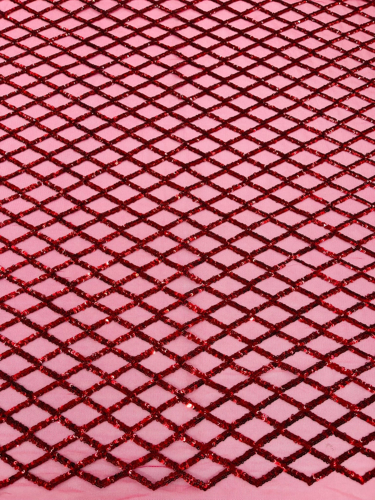 Luxury Diamond Design Mini Glitz Sequins Mesh Fabric - Diamond Pattern, 54" Width (1 Yard)