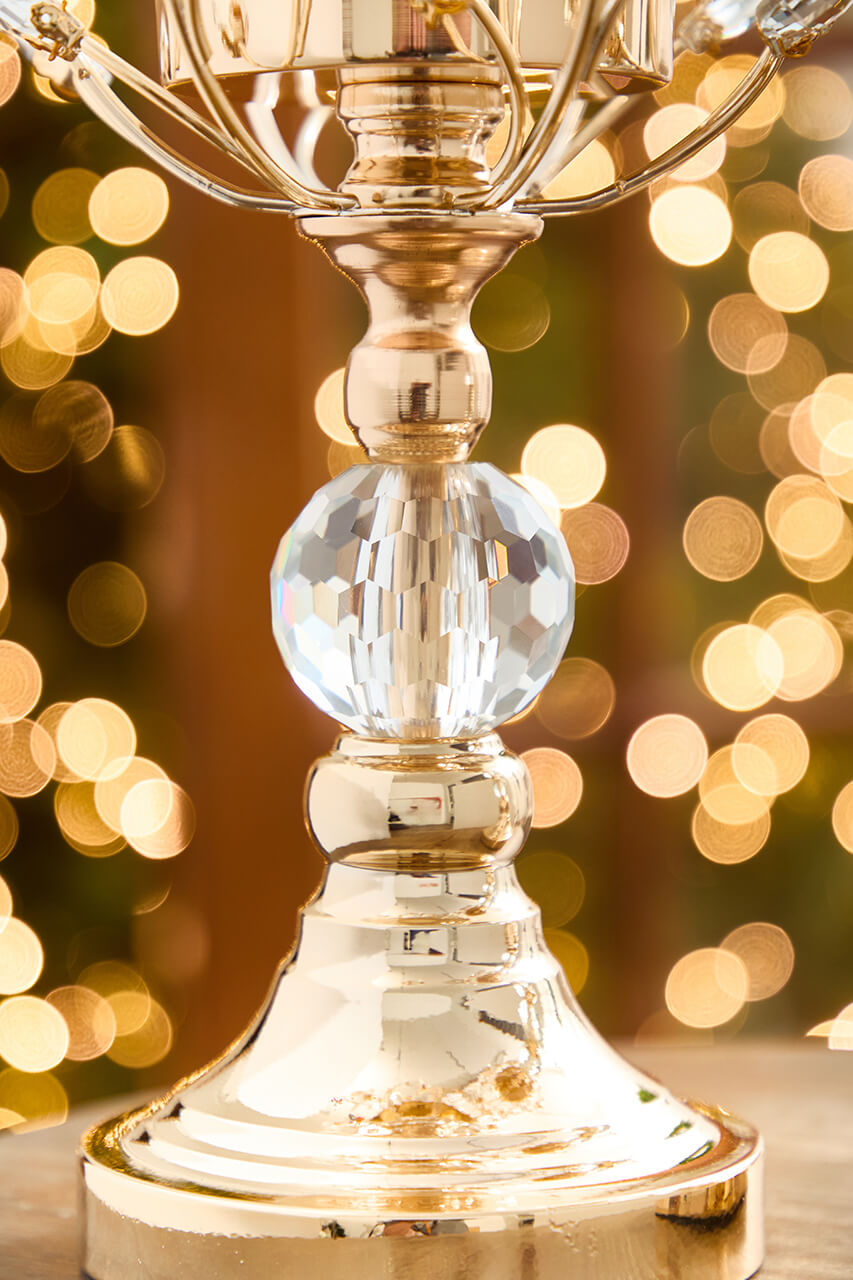 16.5" Champagne Jeweled Candle Holder