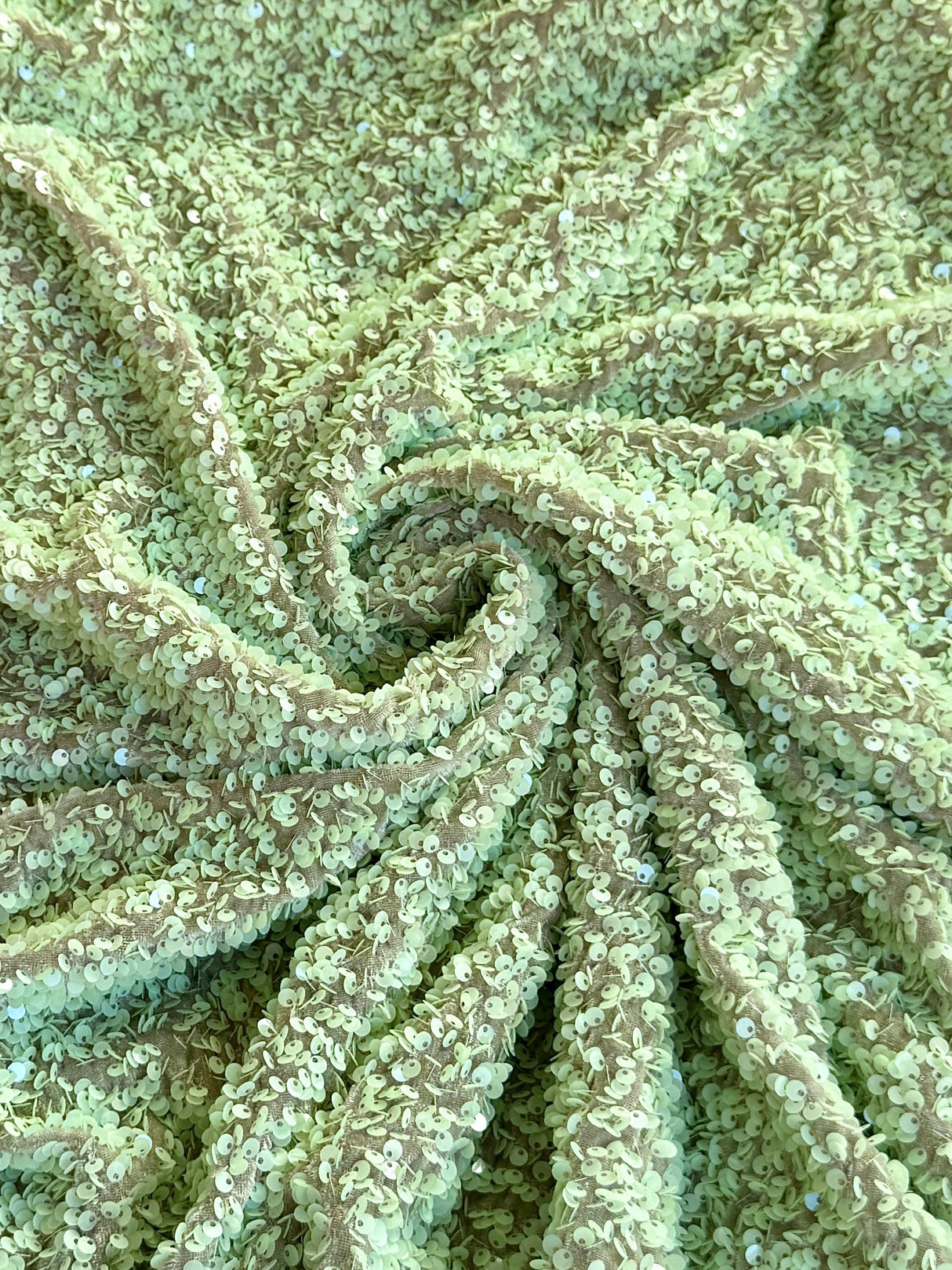 Stretch Sequin on Velvet Pistachio Green