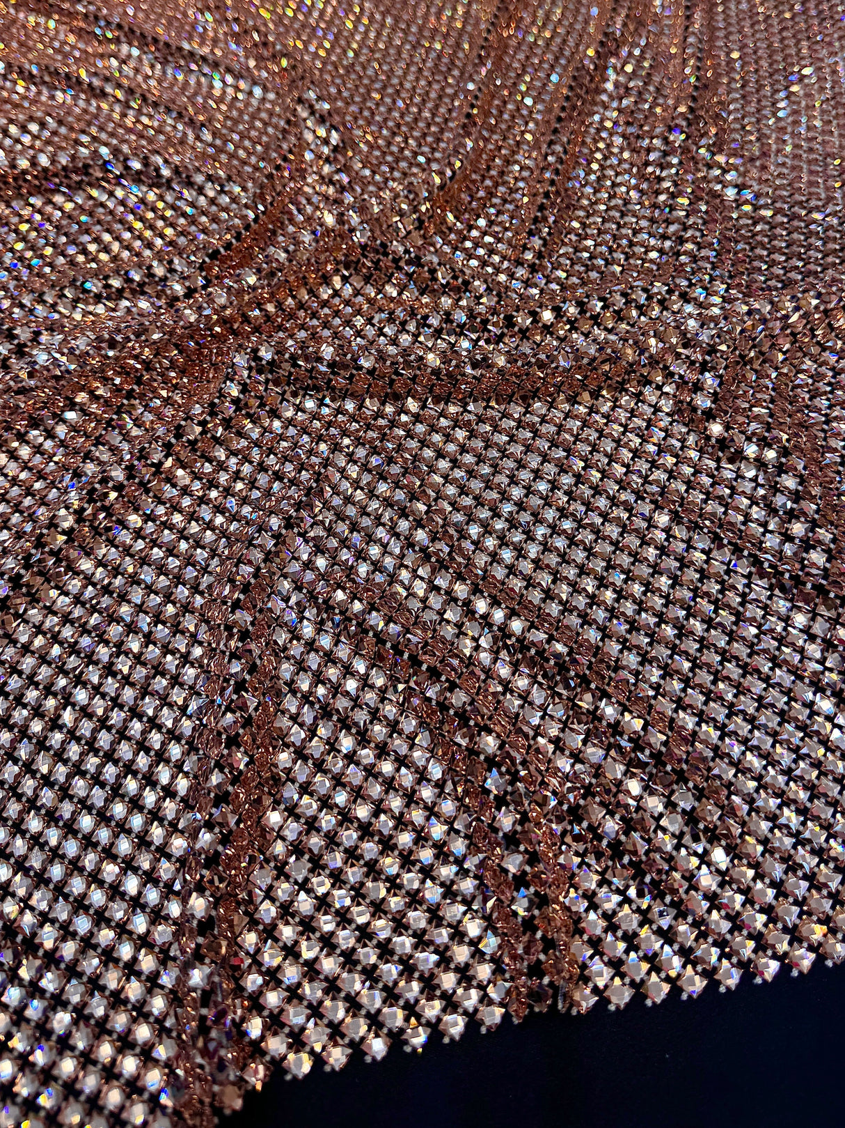 Stretch Rhinestone Mesh Blush