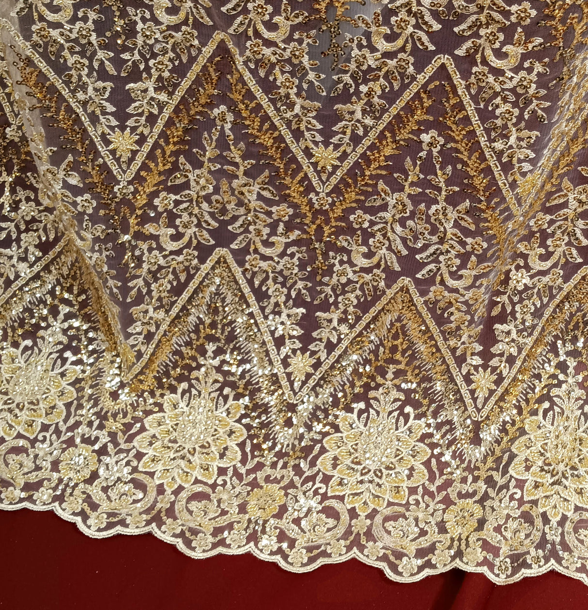Beaded Sequined Lace Fabric 52" Wide