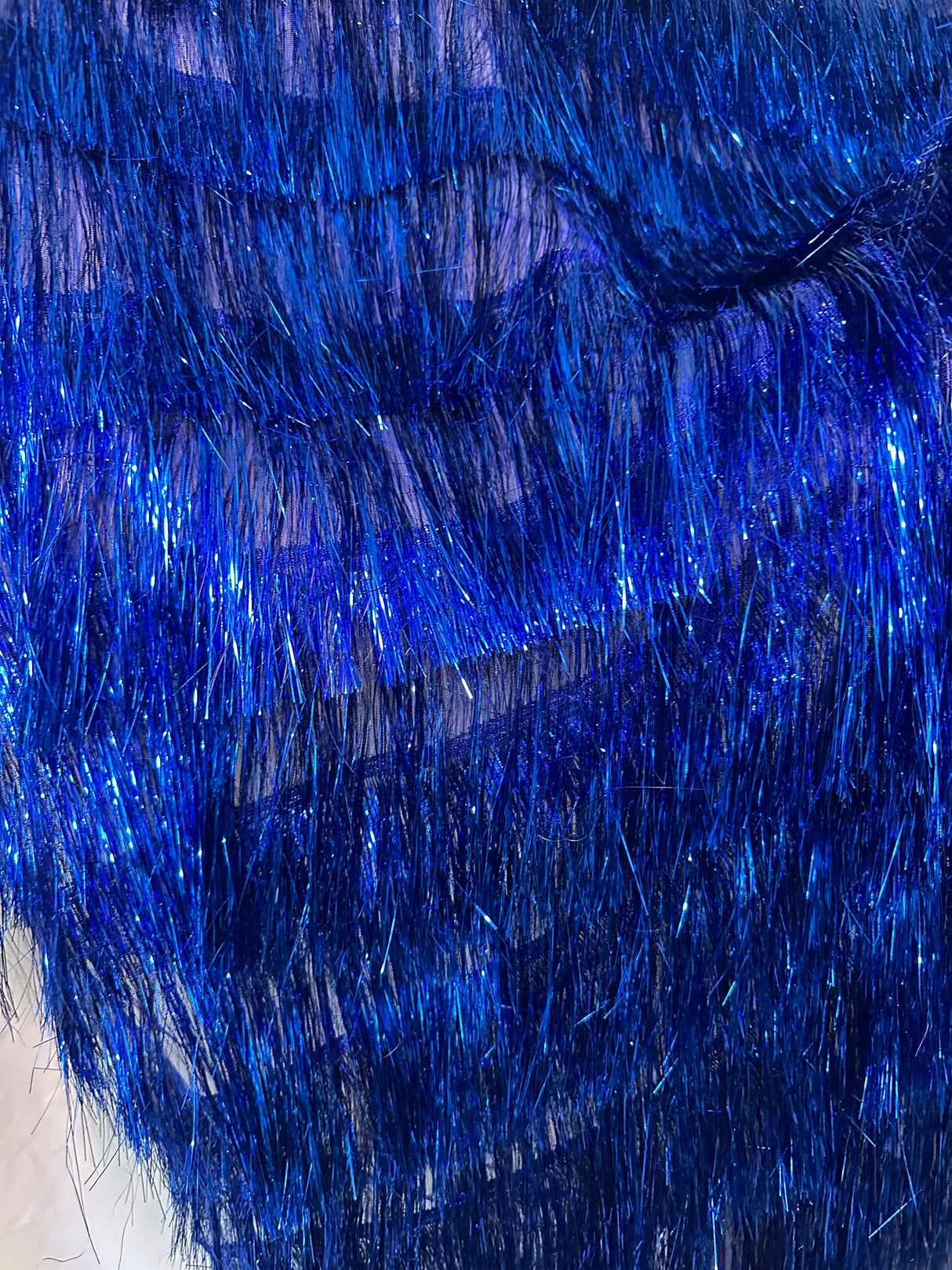 Metallic Fringe Mesh Fabric Royal Blue