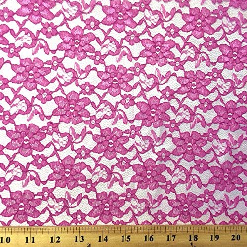 Magenta Raschel Lace Polyester Fabric - French Floral, 60" Width