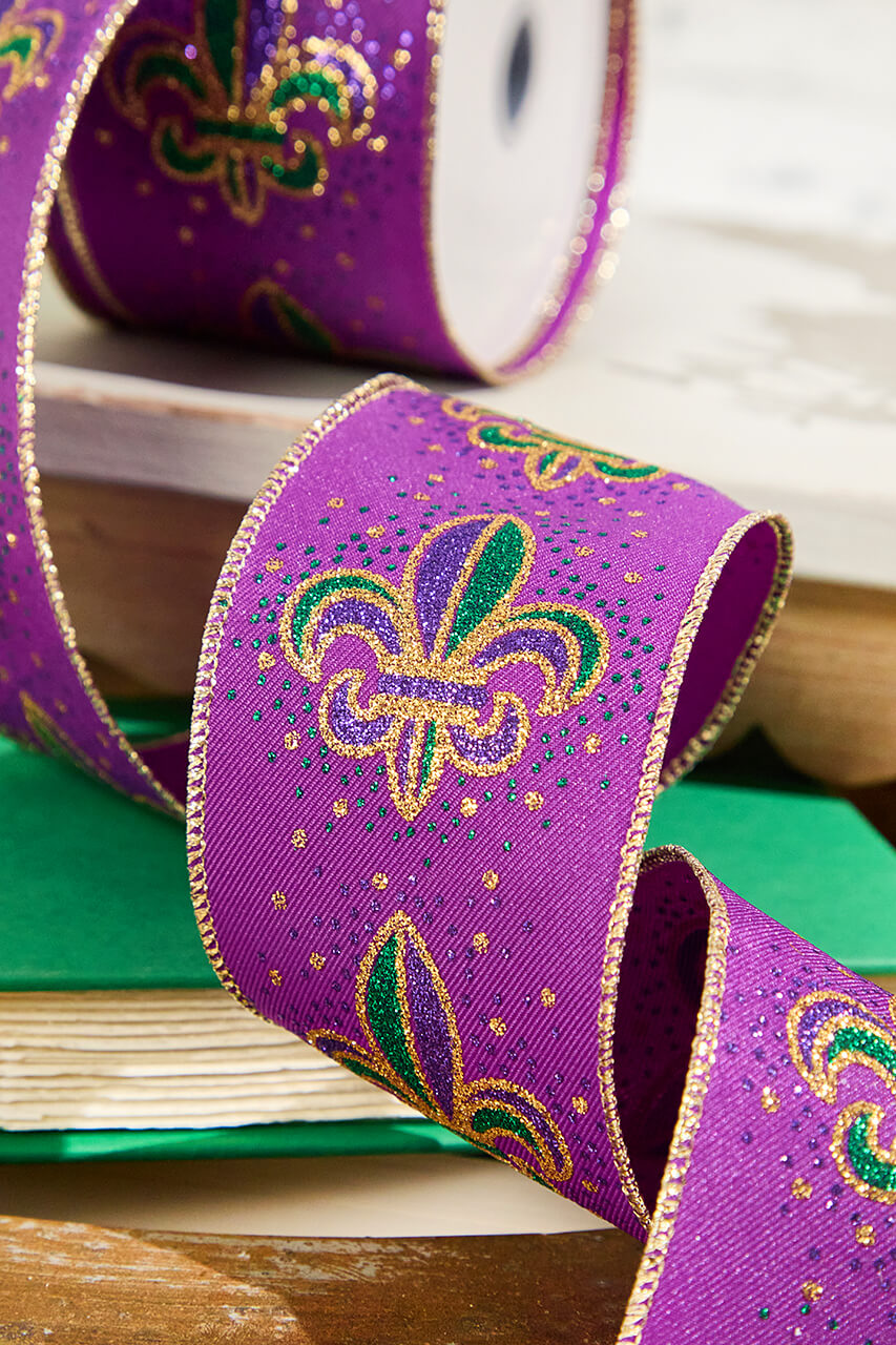 2.5" x 10 Yard Purple Mardi Gras Ribbon