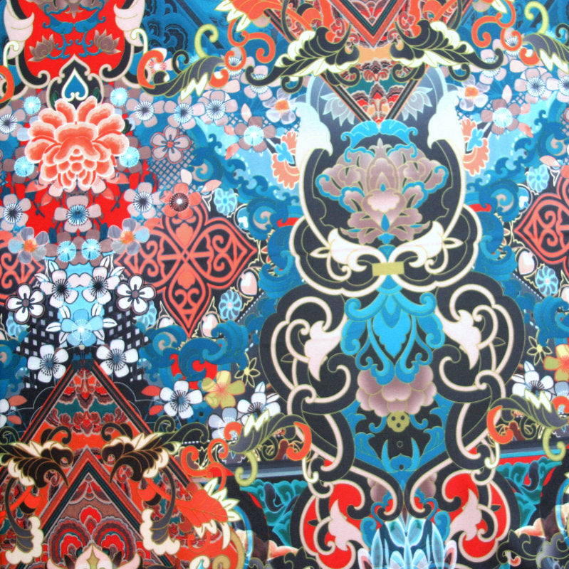 Swim Knit Nylon Spandex Marrakesh Paisley Peacock Colorway