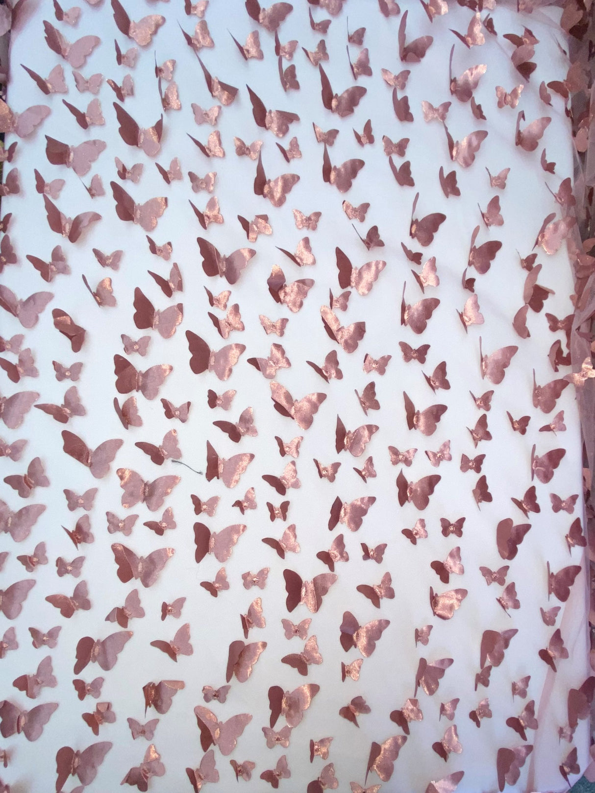 3D Butterflies Mauve 100 Percent Polyester Mesh Fabric - Mauve 3D Butterflies, 54" Width (1 Yard)