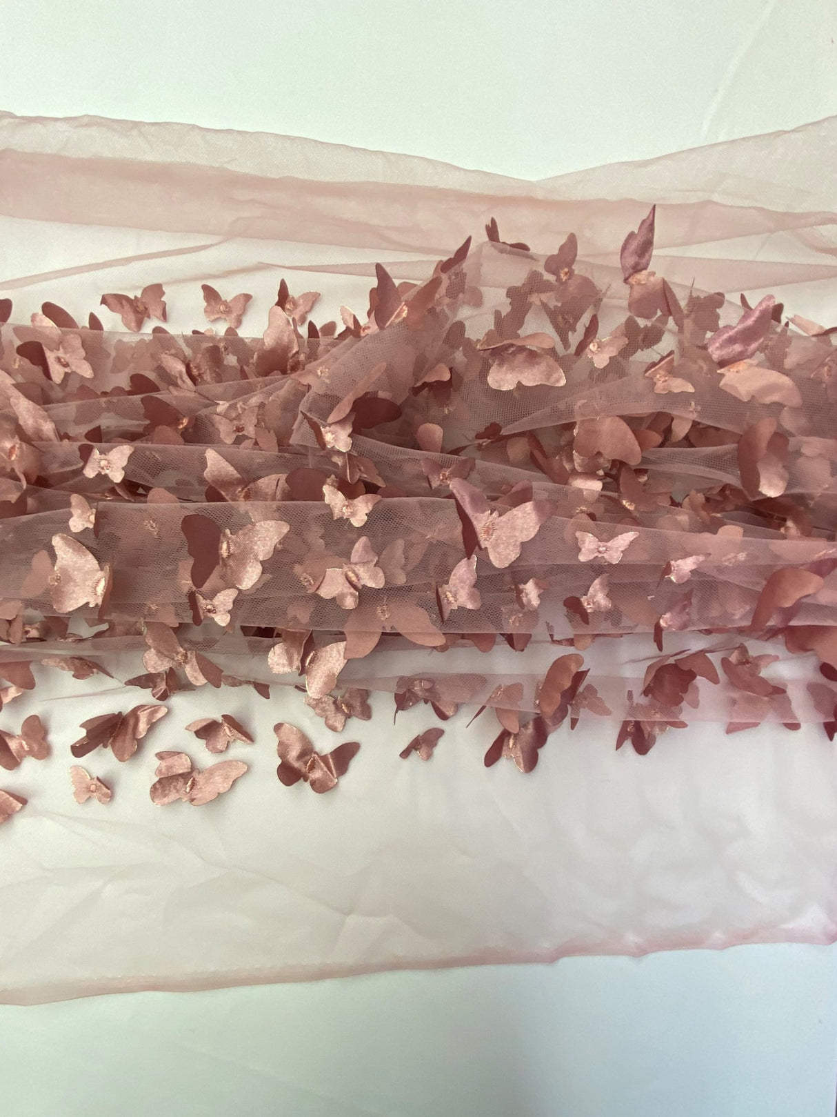 3D Butterflies Mauve 100 Percent Polyester Mesh Fabric - Mauve 3D Butterflies, 54" Width (1 Yard)