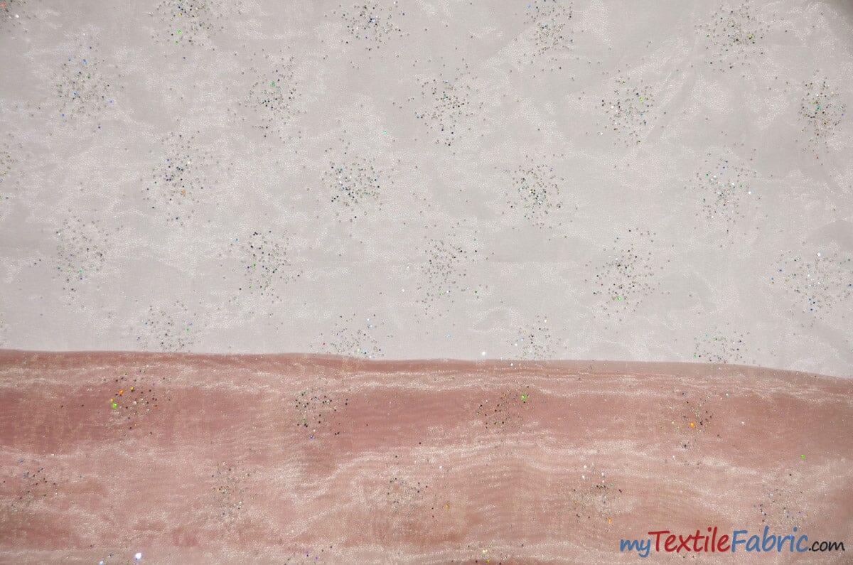 Sparkle Organza Polyester Fabric - Glitter Beads, Sheer, 58" Width (1 Yard)