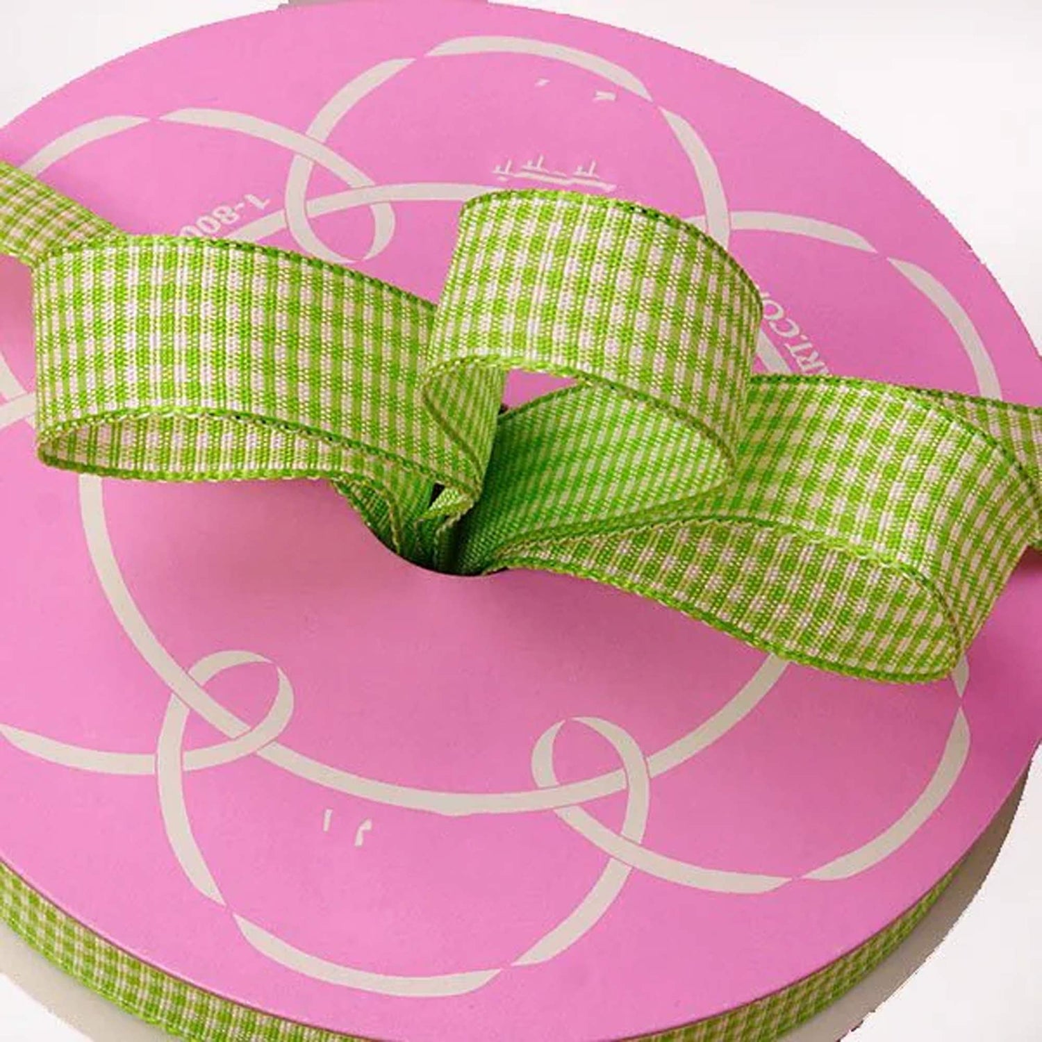 Wendy Gingham Wired Ribbon 5/8 '' X 25 yd Green Color 1 / roll