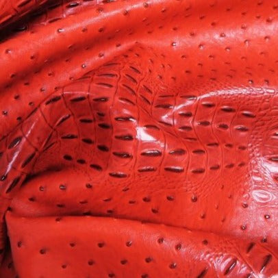 Red Mutant Ostrich Gator Embossed Vinyl Fabric,