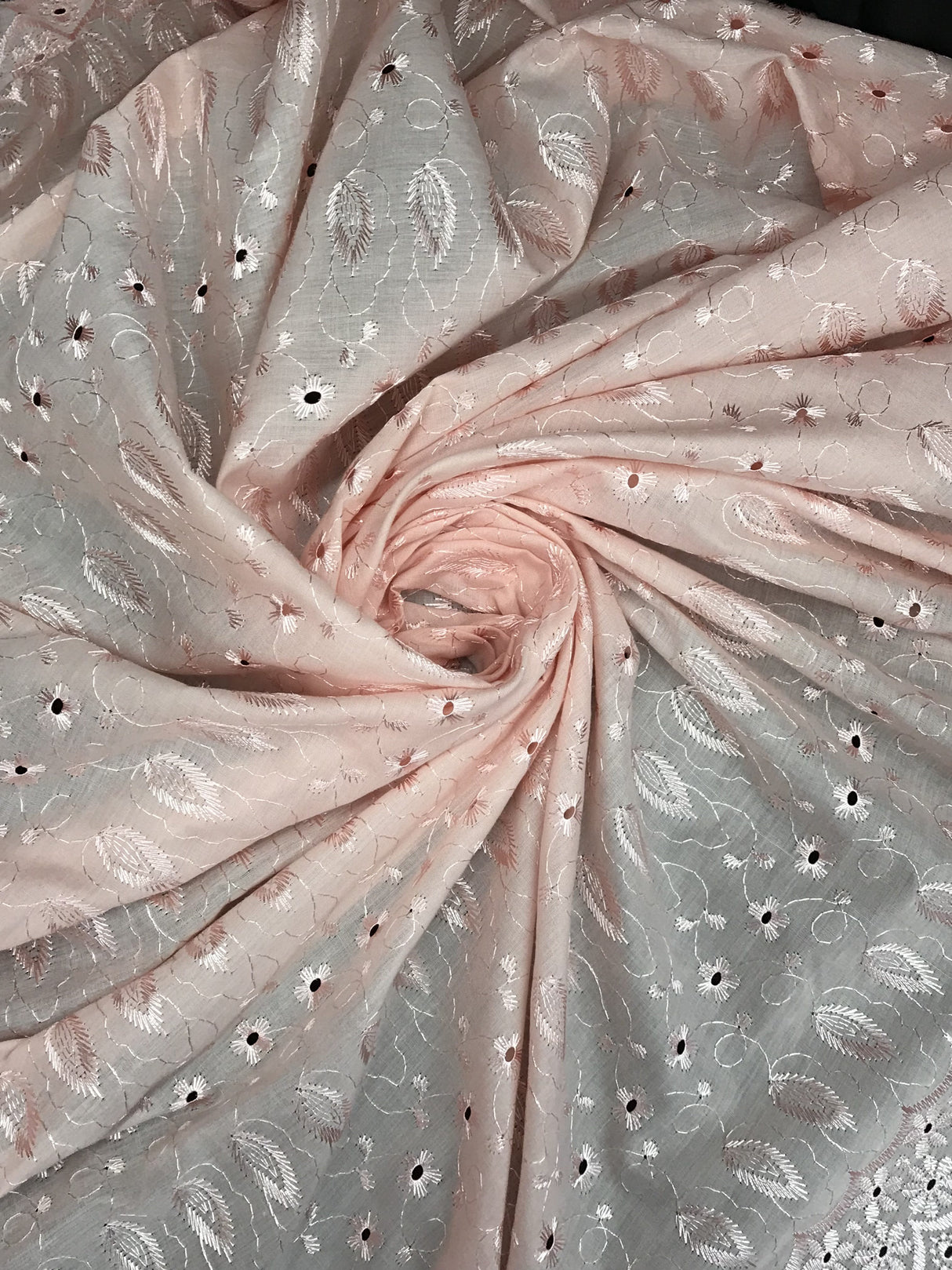 Blush Medium Eyelet Polyester Cotton Fabric - Blush, Small Eyelets, 41"-42" Width