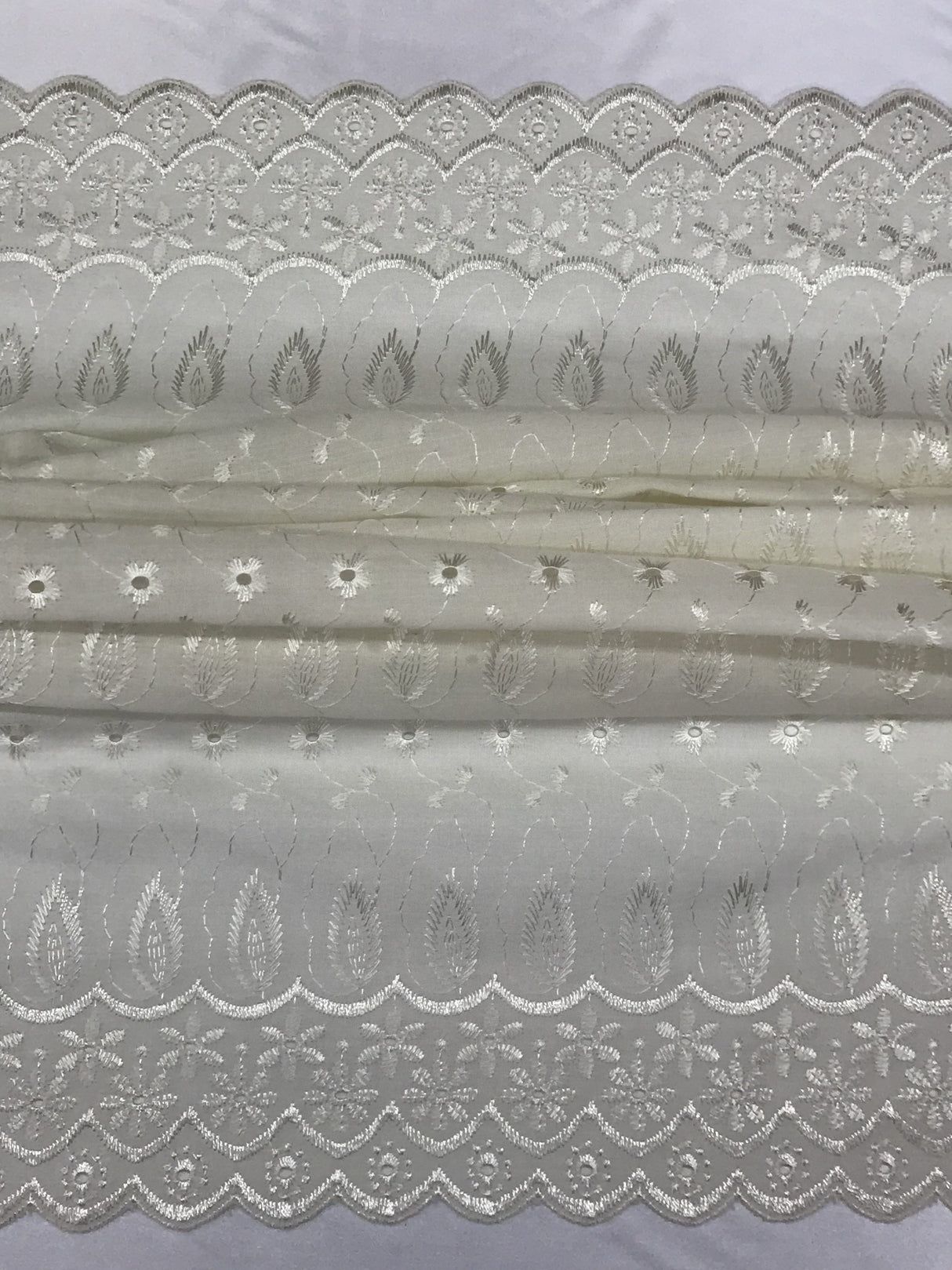 Ivory Medium Eyelet 80% Polyester 20% Cotton Fabric - Ivory, Medium Eyelet, 41"-42" Width