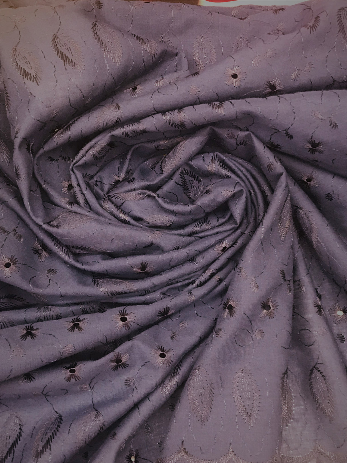 Navy Medium Eyelet 80% Polyester 20% Cotton Fabric - Navy, Small Eyelets, 41"-42" Width