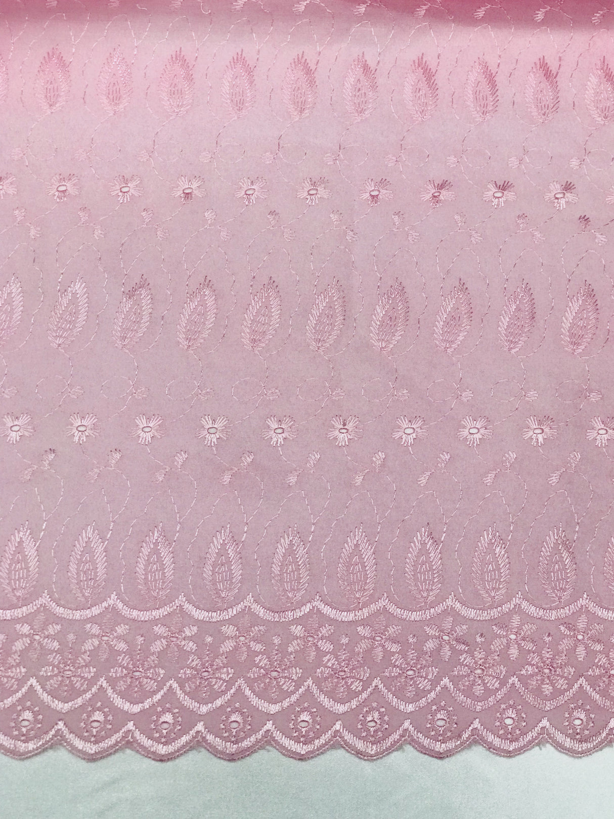 Pink Medium Eyelet Polyester Cotton Fabric - Pink, Small Eyelets, 41"-42" Width