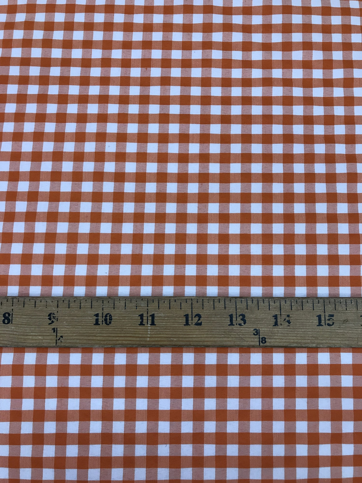 1/4" Orange Gingham Checkered Poly Cotton Fabric - Orange Gingham Checkered, 58/59" Width