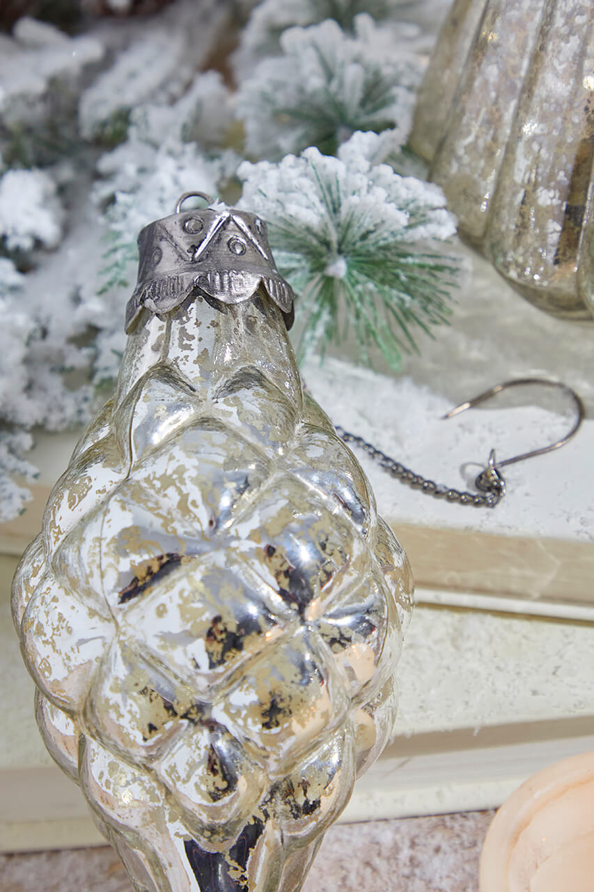 8" Marquis Elizabethan Mercury Glass Ornament