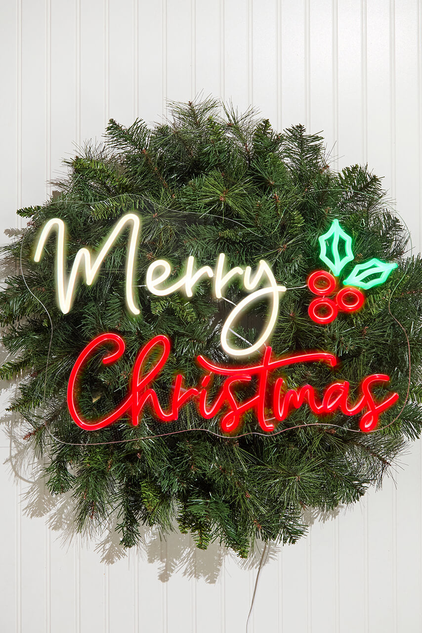 15.7" Merry Christmas Lit Neon Sign