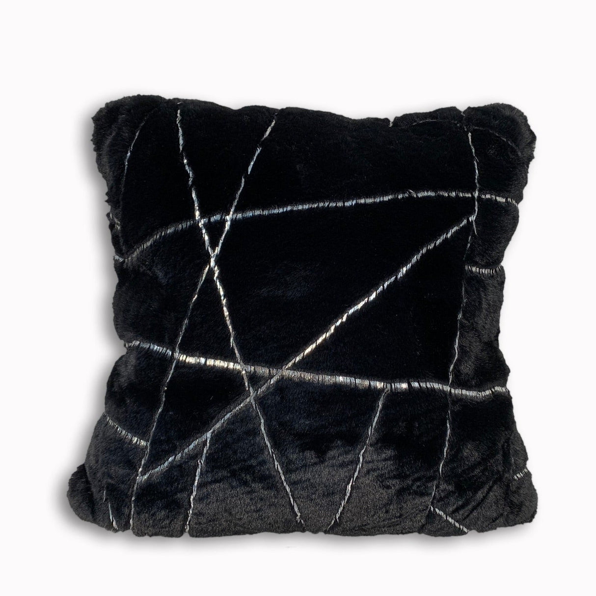 Golden Faux Fur Glow Fluffy Pillow Polyester Fabric - Black Moon With Gold Foil, 20" X 20" (1 Pillow)