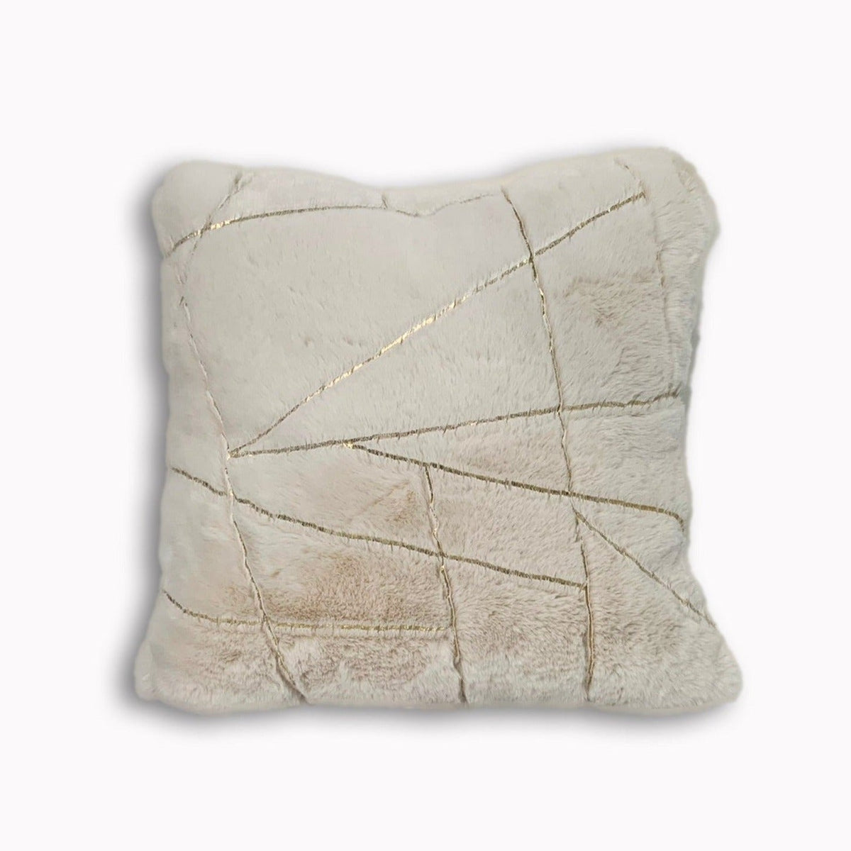 Golden Faux Fur Glow Fluffy Pillow with Shimmery Foil Illuminating Effect