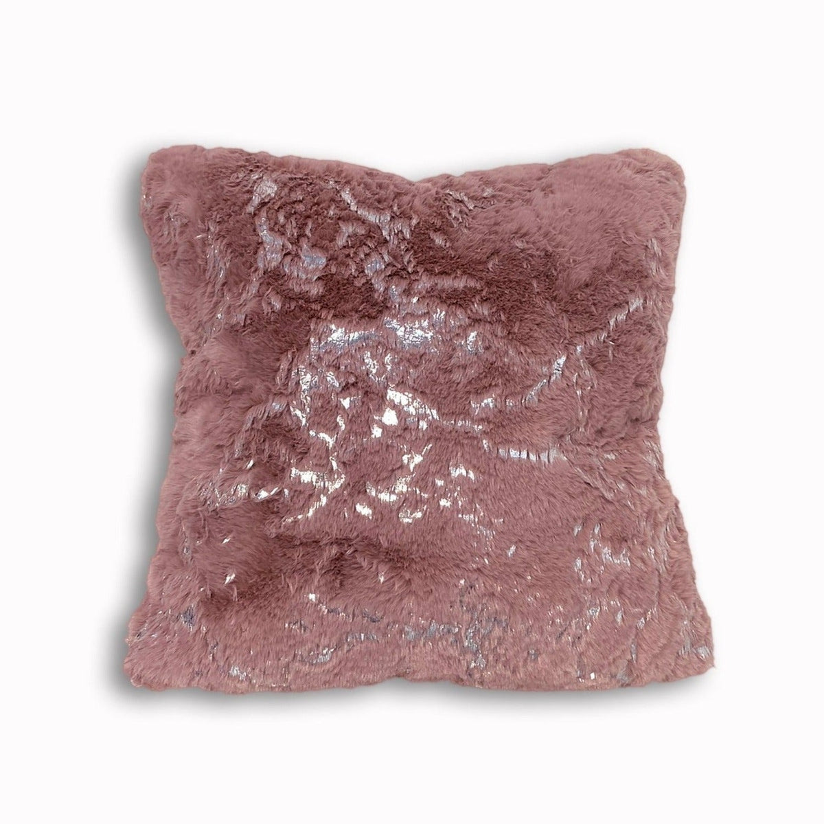 Golden Faux Fur Glow Fluffy Pillow with Shimmery Foil Illuminating Effect