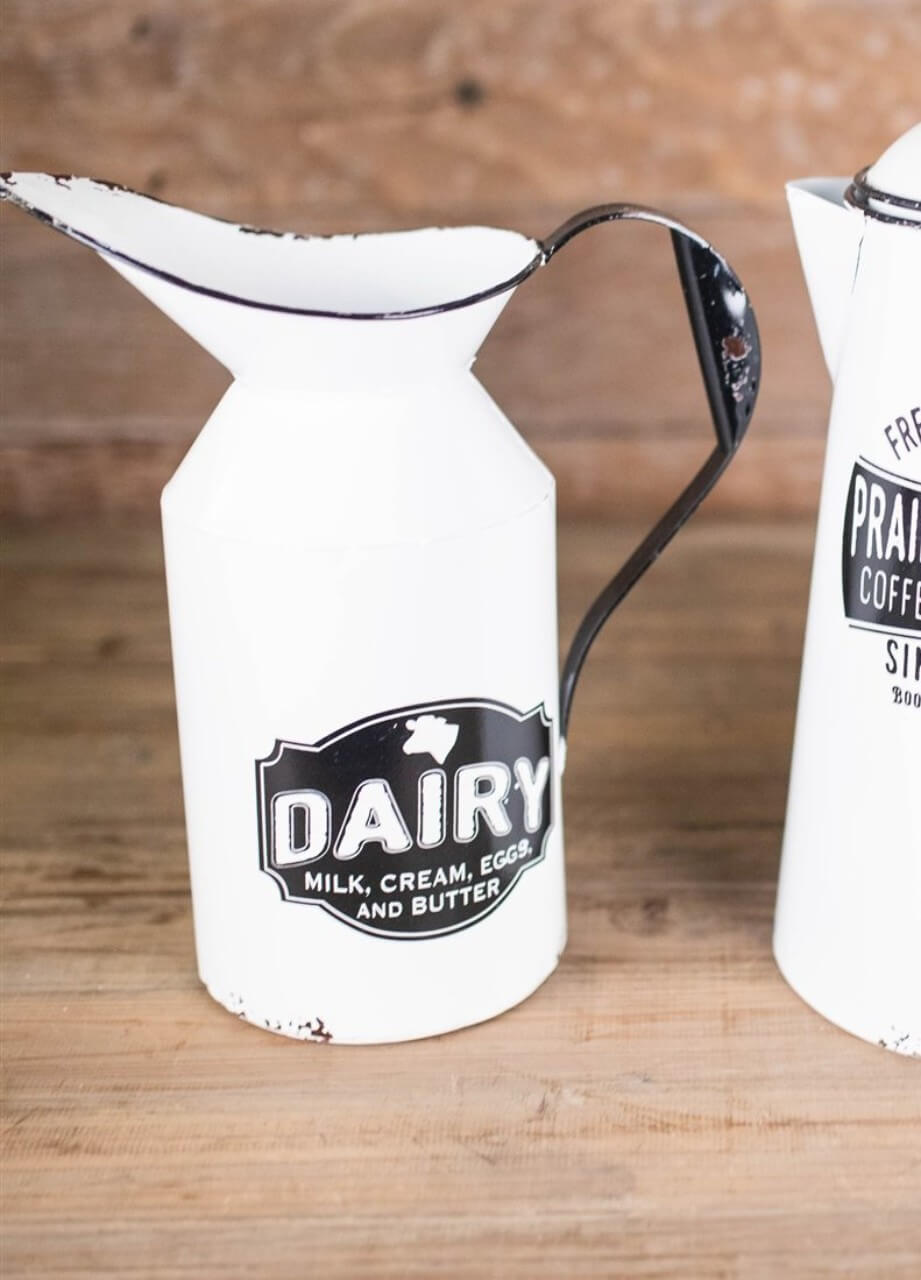 10" Vintage Metal Milk Pitcher