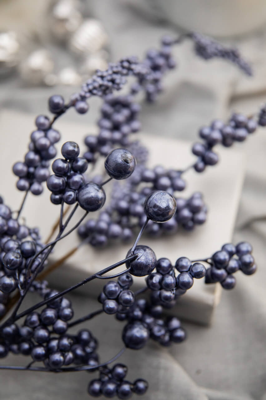 18 Inch Metallic Dew Berry Spray - Navy