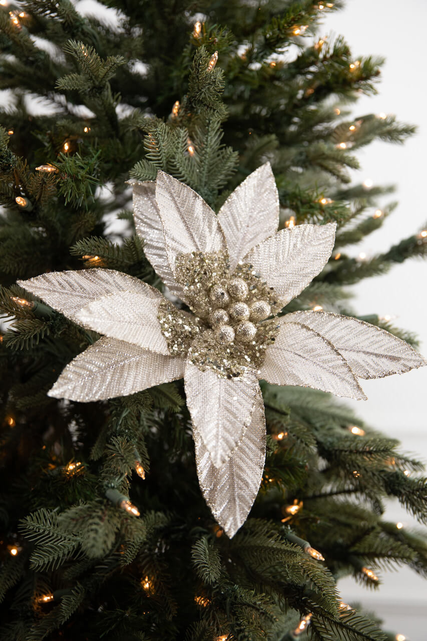 22” x 13" Metallic Bead Poinsettia Stem