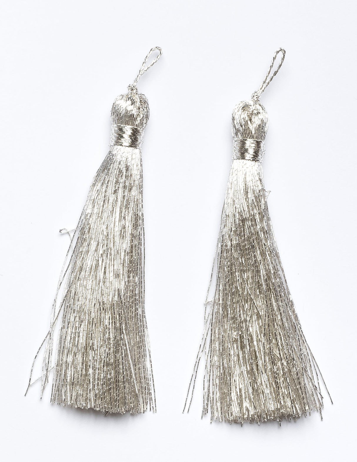 Tassel Trim Metallic Silver 2"