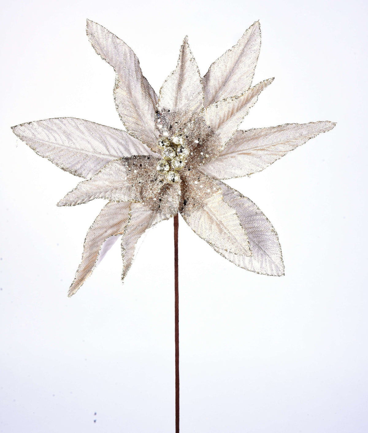 22” x 13" Metallic Bead Poinsettia Stem