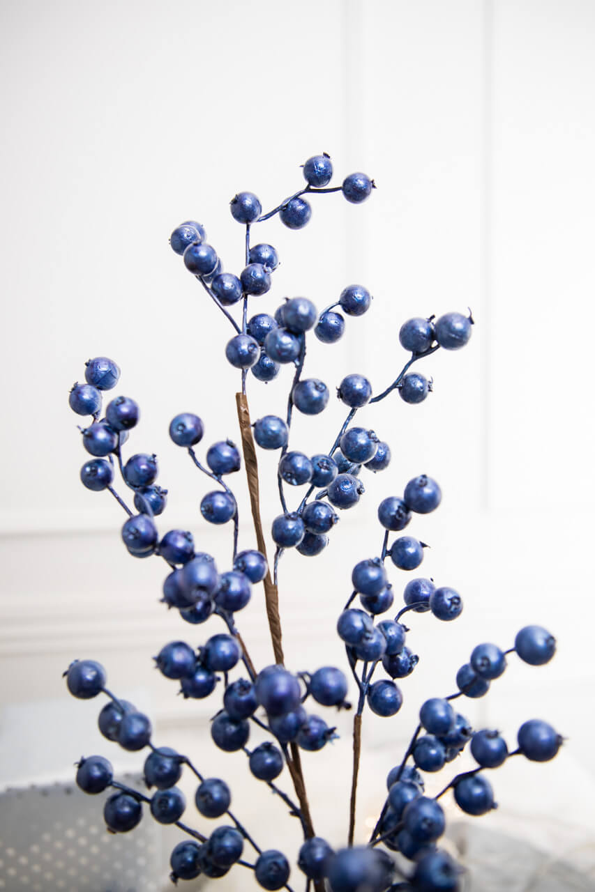 29” Metallic Navy Crabapple Christmas Sprays