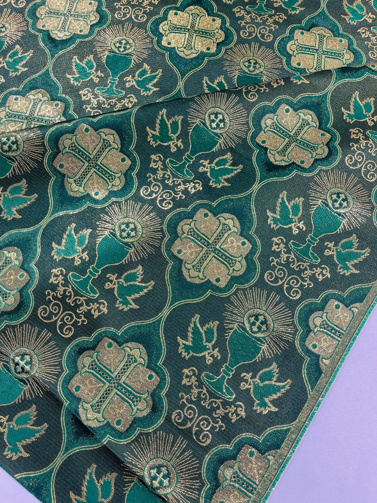 Metallic Cross Challis Jacquard Fabric - Green/Gold, Purple/Gold, Red/Gold, 58" Width (1 Yard)
