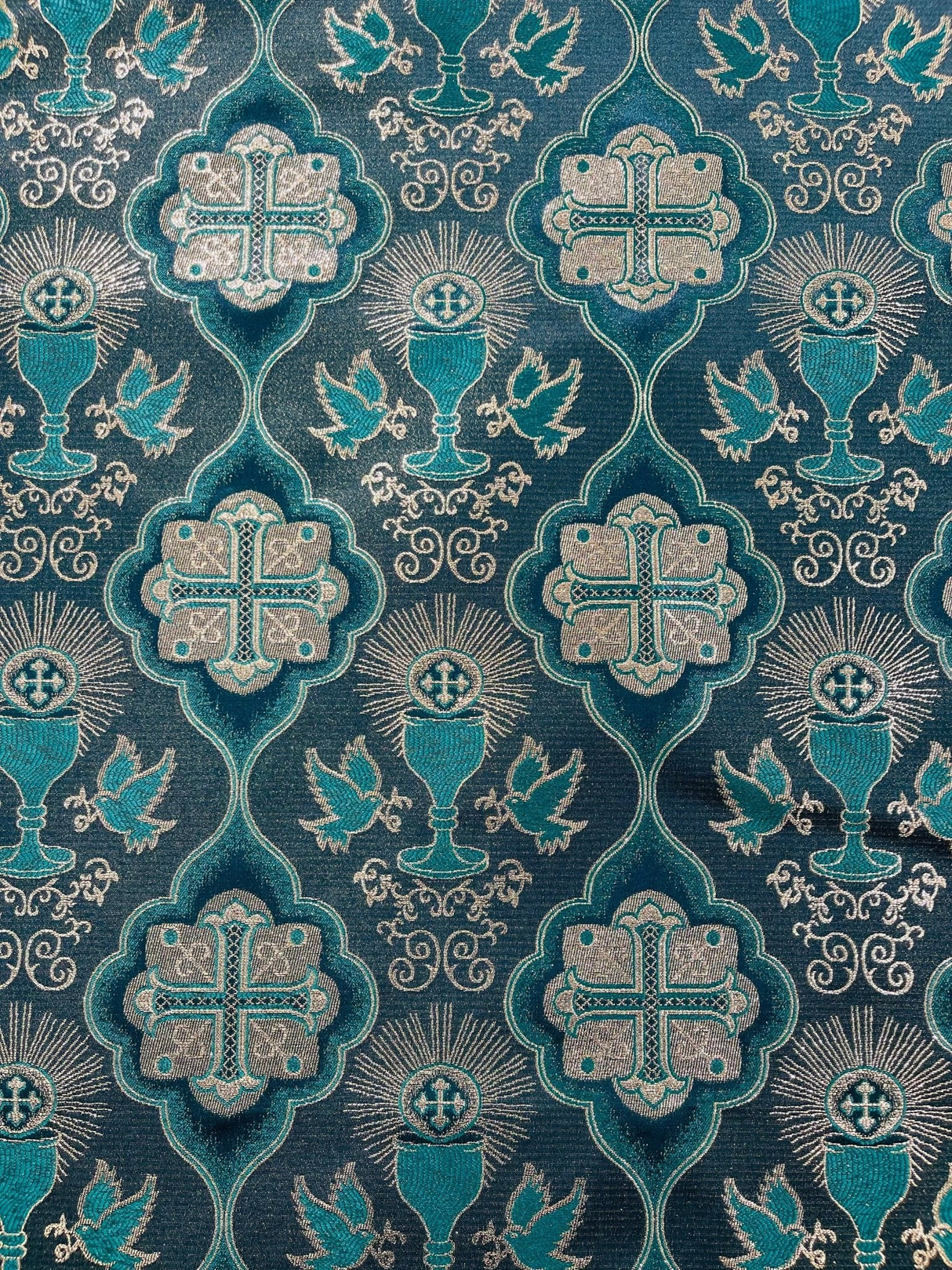 Metallic Cross Challis Jacquard Fabric - Green/Gold, Purple/Gold, Red/Gold, 58" Width (1 Yard)
