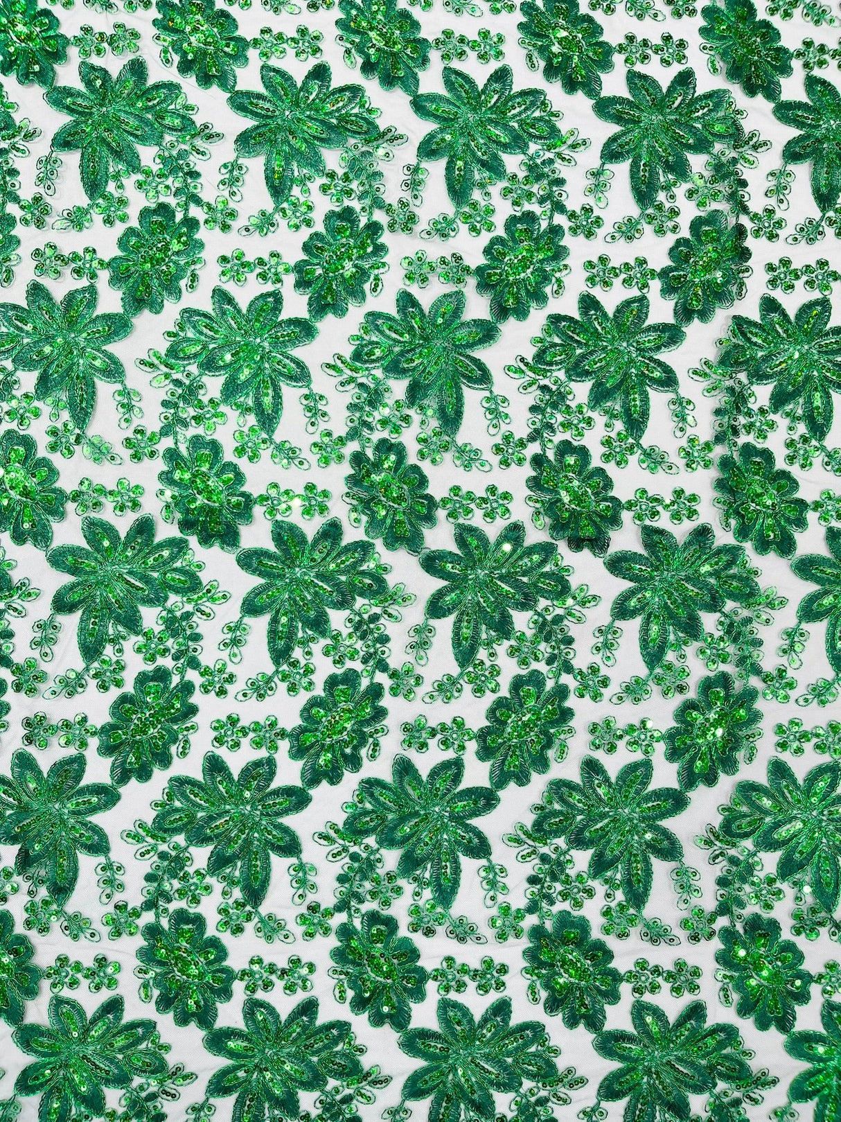 Metallic Floral Lace Design Embroidered Polyester Fabric - Floral Lace, 54" Width (1 Yard)