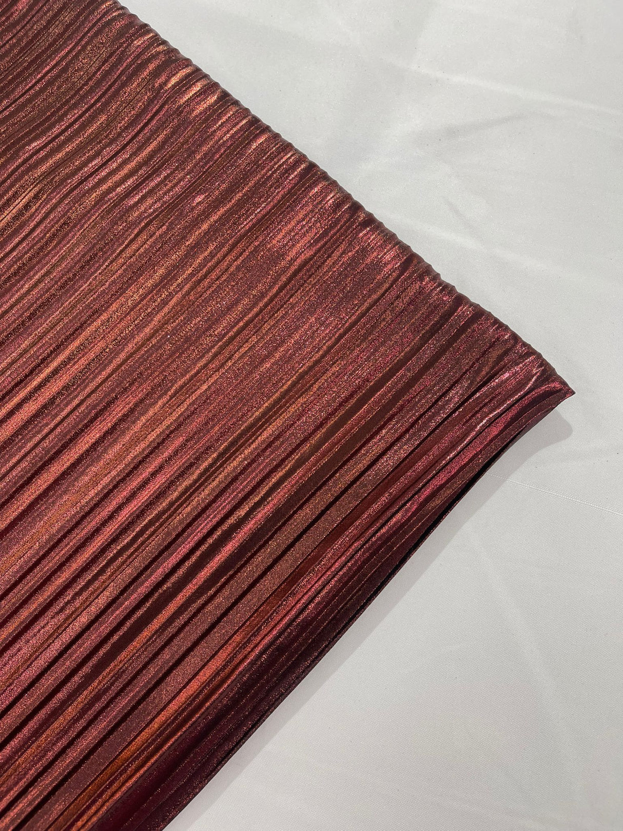 Metallic Foil Accordion Design Polyester Spandex Fabric - Metallic Pleated Texture, 58" Width (1 Yard)