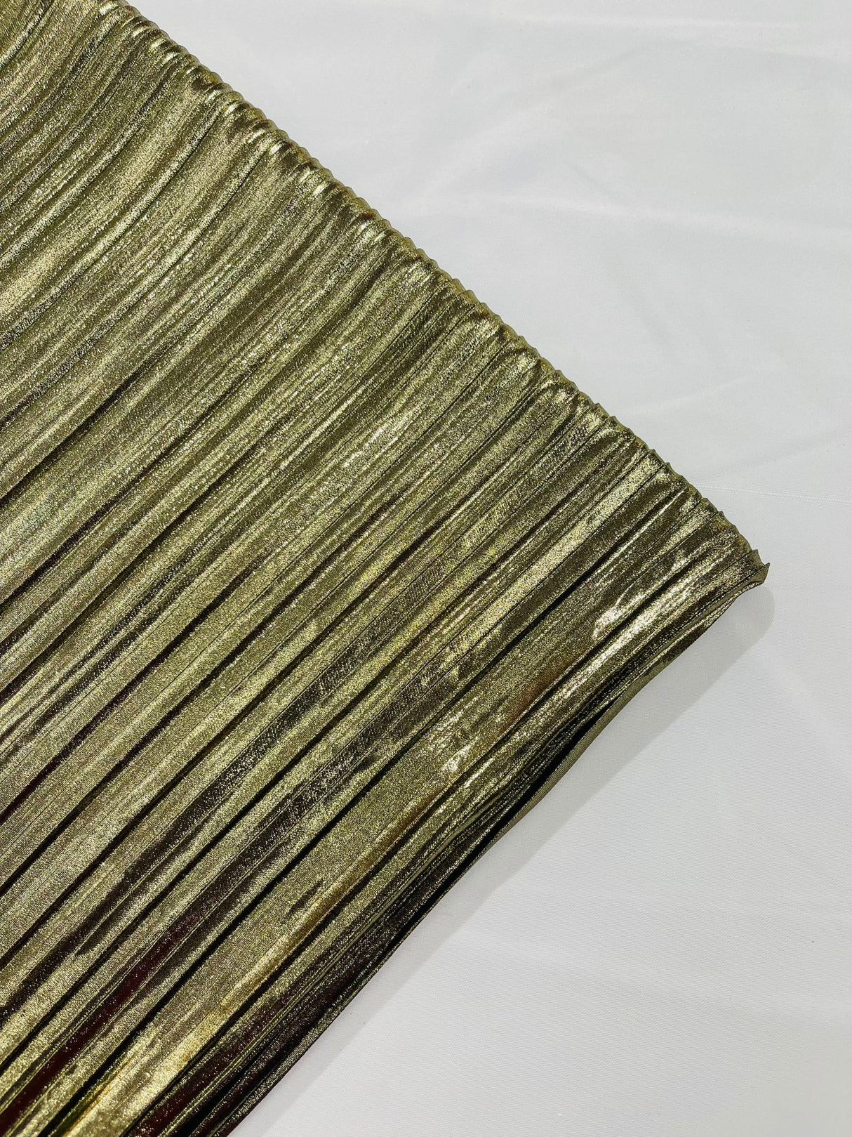 Metallic Foil Accordion Design Polyester Spandex Fabric - Metallic Pleated Texture, 58" Width (1 Yard)