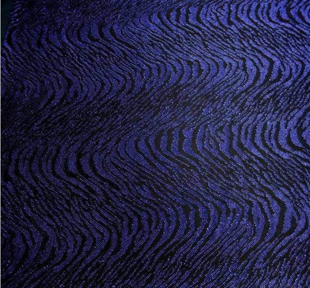 Metallic Jacquard Swing Knit Fabric Black & Royal Sheer Lightweight Apparel Fabric