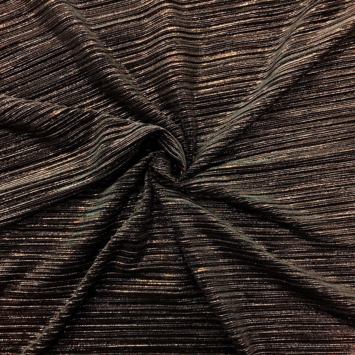 Metallic Pleated Stretch Velvet Fabric - Silver, Gold, Bronze, 58" Width, 4-Way Stretch (1 Yard)
