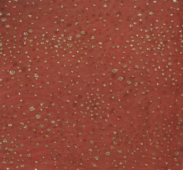 Metallic Swing Knit Fabric with Gold Glitter Rust/Gold Apparel 1 Yard Fabric