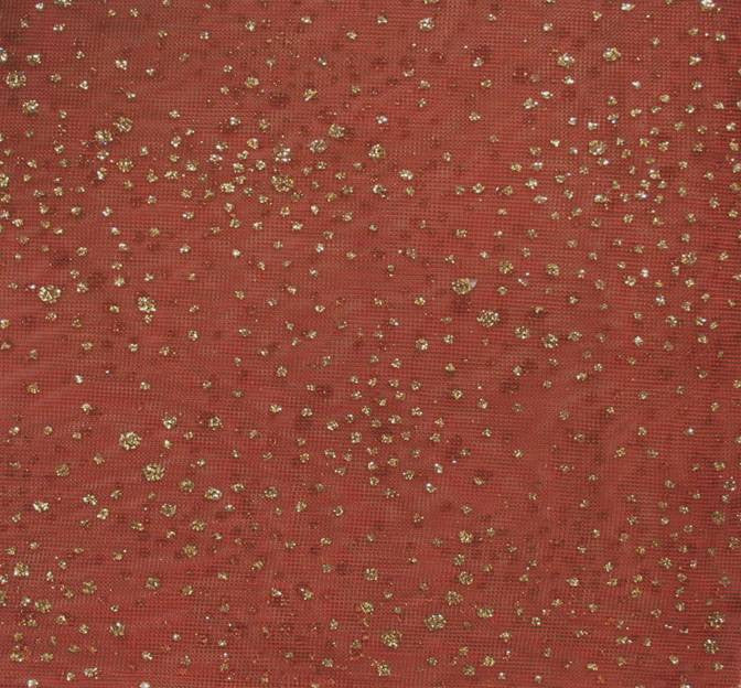 Metallic Swing Knit 2 Tone Polyester Nylon Fabric - Rust/Gold Metallic Glitter, 58/60" Width