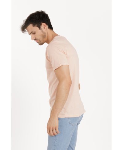 Lucky Blessed Life 3142P Polyester Cotton T-Shirt Fabric - Heather Apricot, Light Weight, Ribbed Neck, Side Seam, 4.2 Oz (1 Piece)