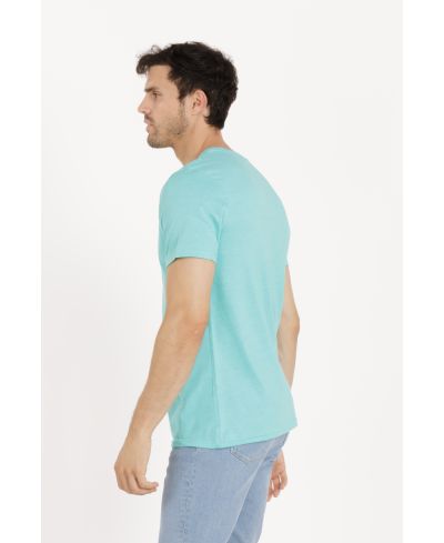 Lucky Blessed Life 3142P Poly Cotton T-Shirt - Heather Turquoise, Lightweight, Ribbed Neck (1 Piece)