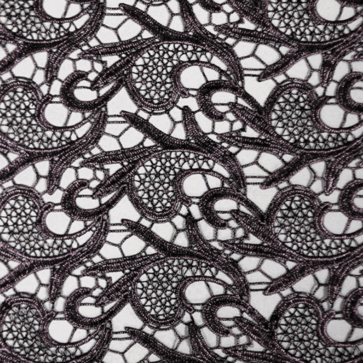 Milania Foiled Lace Polyester Fabric - Paisley Design, 45" Width (1 Yard)