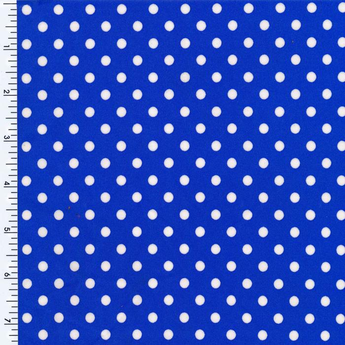 Printed Spandex Mini Poco Dot Tricot White Royal Blue