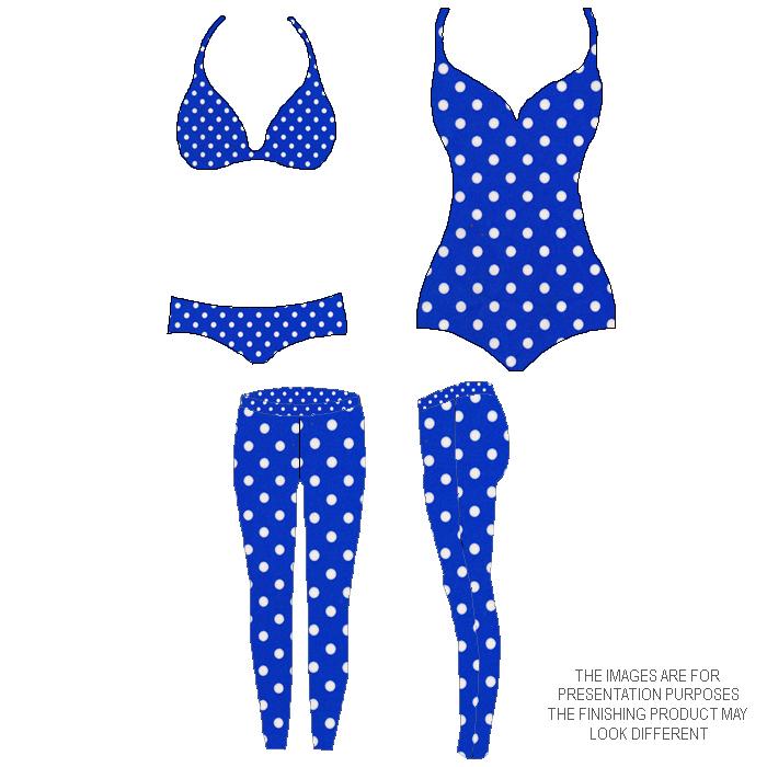 Printed Spandex Mini Poco Dot Tricot White Royal Blue