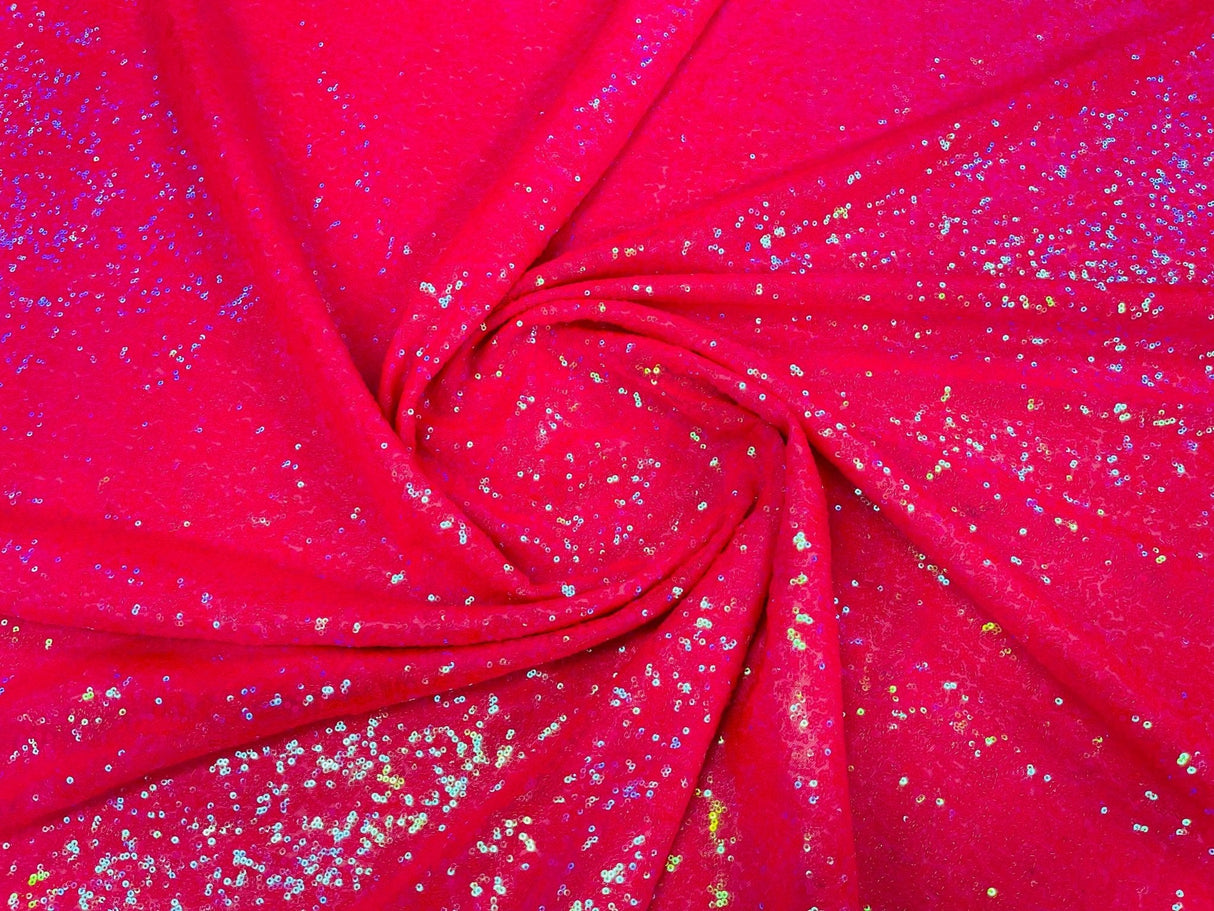 Mini Sequin Polyester Fabric - Iridescent Sequin Mesh, 52" Width (1 Yard)